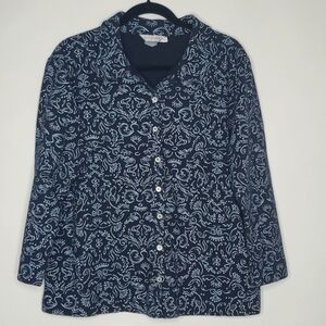 Fresh Produce Paisley Shacket Size XL Long Sleeve Cotton Shirt Jacket Blue